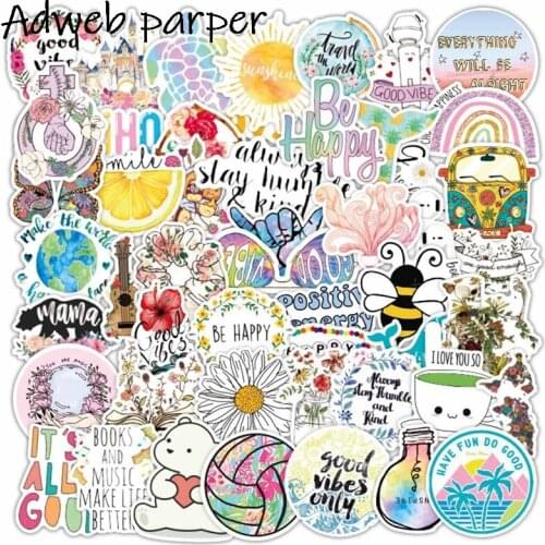 50 PCS Aesthetic Non-infringement Cartoon Graffiti Laptop Luggage Skateboard Guitar PVC Waterproof Stickers Wholesale 2021