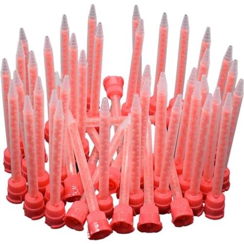 50 Piece Caulking Gun Dispenser Round Mixing Nozzle 10:1 Mix Dual Cartridge Epoxy Adhesive Applicator Static Mixer Mixing Nozzle