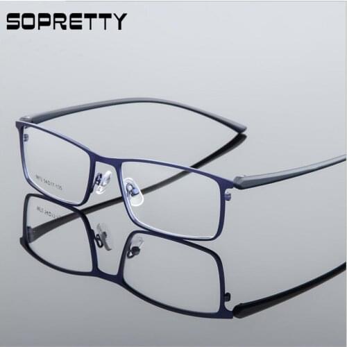54-17-135 Business Mens Square Steel Plate Glasses Frame, Metal Eyeglasses for Myopia Hyperopia Prescription Glass Frames F9872