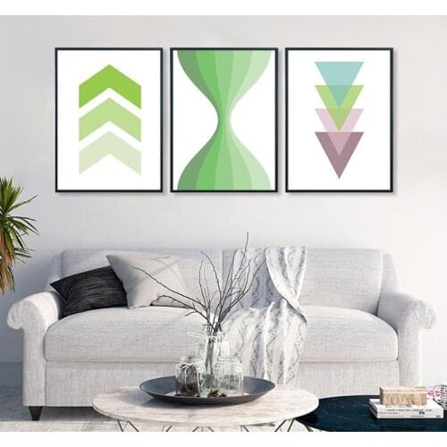 Abstract Green Geometric Block Canvas Art Prints and Poster Modern Minimalist Painting Pictures For Living Room Home Wall Décor