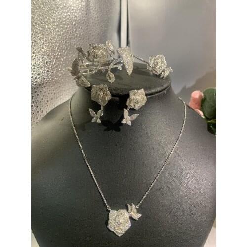 AccKing African 2pcs Bridal Zirconia Jewelry Sets For Women Party, Luxury Dubai Nigeria CZ Crystal Wedding Jewelry Sets