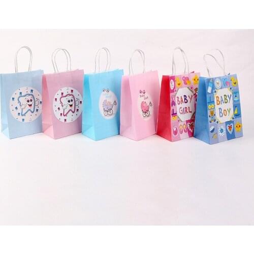 AVEBIEN New Kraft Paper Cartoon Letter Baby Shower Souvenirs Gift Bag Birthday Party Packaging Portable Cookie Bag Cadeau Zakjes