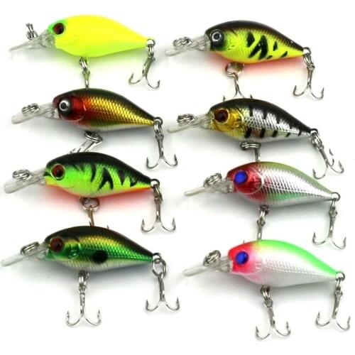 Big Sale 8pcs/lot Mini Wobblers Crankbait Fishing Lures Artificial Crank Bass Bait Hard Plastic Pesca Fishing Tackles 5cm 4.4g