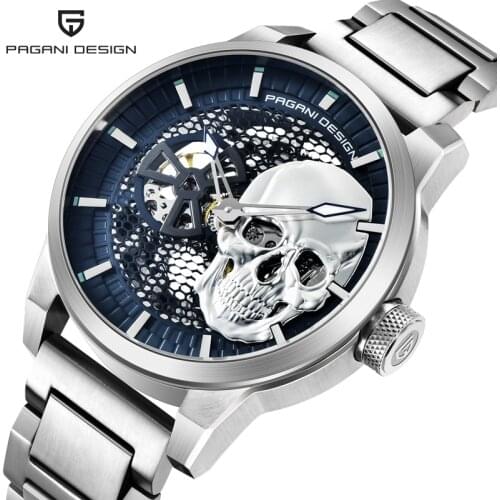PAGANI DESIGN Blue Mens Watches Skeleton Tourbillon watch Men Bracelet Automatic Wristwatch Waterproof Clock Relogio Masculino