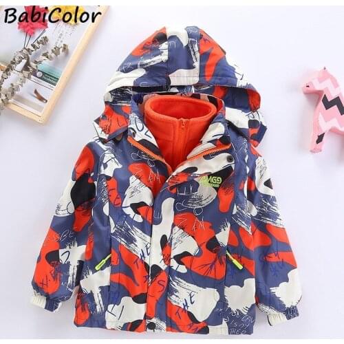 BabiColor Winter Boy Coats Can Be Worn On Both Sides Of A Thick Camouflage Warm Jacket Childrens Cotton Hooded Cotton Jacket