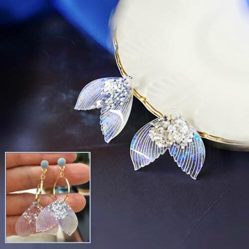 Graceful Fairy Blinbling Resin Dazzling Pink Fishtail Pendant DIY Earrings Ear Stud Accessories Pendant Material 4 pcs