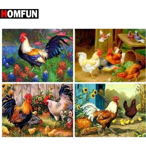 HOMFUN Full Drill Diamond Painting "Painting chicken farm" DIY Picture Of Rhinestone 5D Diamond Embroidery Cross Stitch Decor