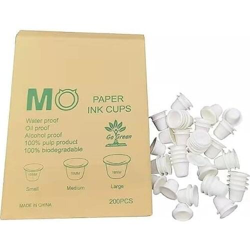 ECO Friendly Paper Ink Caps Waterproof Recyclable Small Medium Tattoo & Permanent Makeup Pigment Ink Cups 200pcs/bag