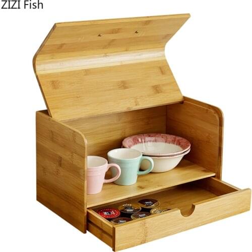 Creative Wooden Bread box dust-proof Snack storage Korean style Home kitchen storage boxs Bread box