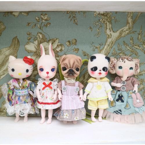 Animal Face ob11 dolls 1/8 Customized bjd dolls with animal heads included clothes