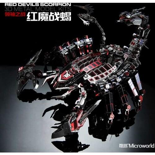 Microworld 3D metal Puzzle Red Devils Scorpion Model DIY 3D laser cutting Jigsaw puzzlelearning Toys for children adult Gift