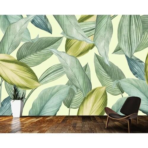 Papel de parede Green tropical leaves pattern abstract wallpaper,living room tv wall bedroom wall papers home decor bar mural