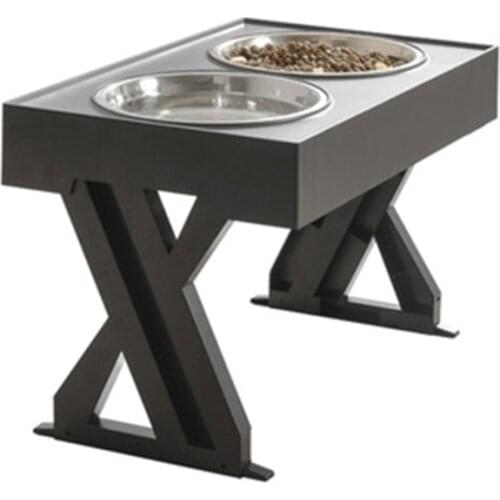 Anti-Slip Elevated Double Dog Bowls Adjustable Height Pet Feeding Dish Feeder Stainless Steel Water Food Container