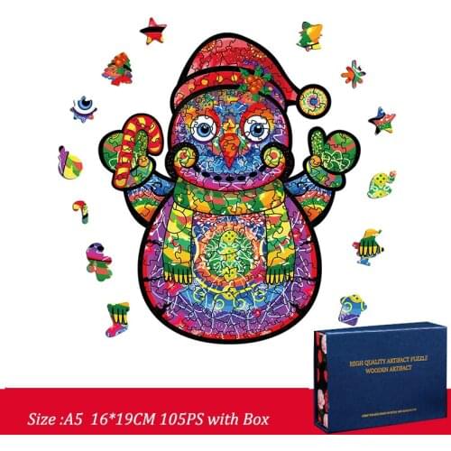 FEOOE 2021 NEW Christmas Snowman Jigsaw Puzzle Alien Wooden Jigsaw Puzzle Irregular Animal Jigsaw Wooden Puzzles for Kids YSH