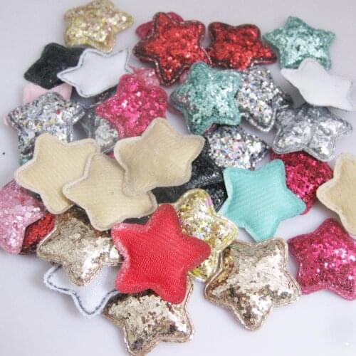 PANNKK Multicolors 120pcs 34MM Star Appliques thick glitter DIY Decorative Patches for hair jewelry