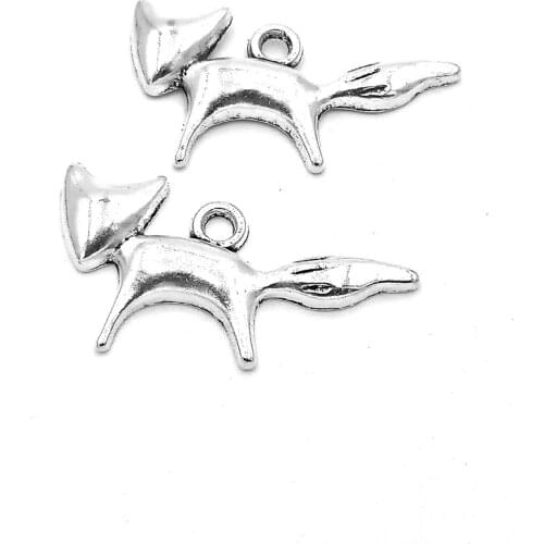 50pcs Fox charms pendant 15x28mm antique silver ornament accessories jewelry making DIY base material