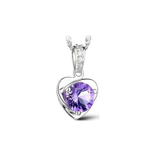 Korean version of the S925 Silver Crystal Heart imitation diamond necklace pendant gift jewelry gift woman free shipping