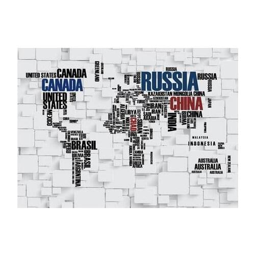 Custom photo wallpapers 3d murals Contracted world map letters bricks TV setting wall papers for living room decoration