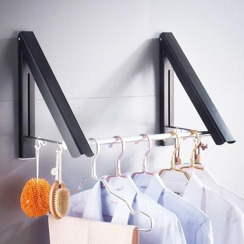 Portable Folding Clothes Hanger Hotel Wall Mounted Bathroom Drying Rack Household Retractable Invisible Clothes Rail Drying Rack