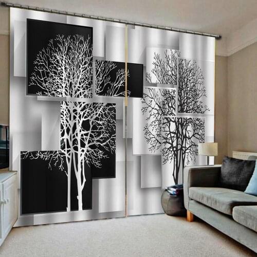 Simple geometric curtain For Living room bedroom Blackout Curtains trees home drapes