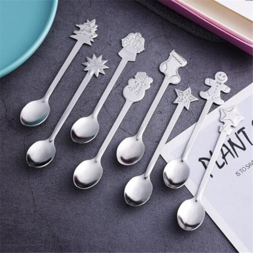 Stainless Gingerbread Man Christmas Spoon Navidad Coffee Spoon Tableware Christmas Ornaments Christmas Decorations for Home