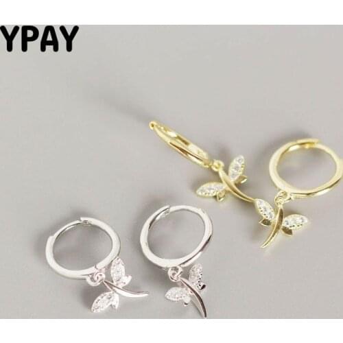 YPAY Presents Solid 925 Sterling Silver Earring for Ladies Girls Petite Dragonfly Pendant Hoop Earrings Christmas Gifts YME554