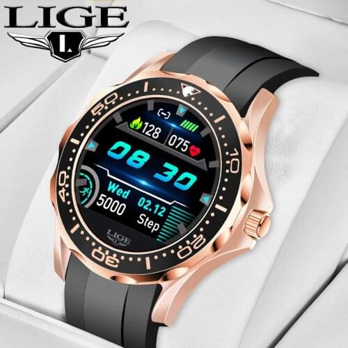 LIGE Men Smart Watch Heart Rate Blood Pressure Monitor Fitness Tracking Smart Clock Sports Waterproof Smartwatch for Android iOS