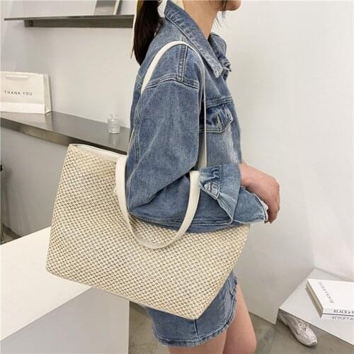 Women New Straw Beach Bag Vogue Travel Holiday Vacation Leisure Handmade Woven Tote Shopping Large Capacity Ladies Shoulder Bags