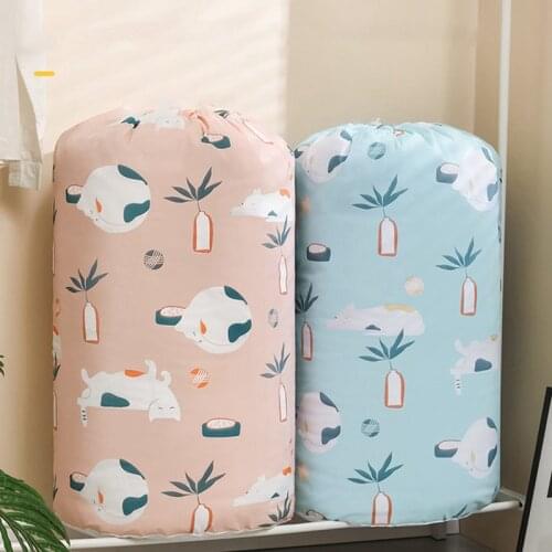 Cartoon Printed Drawstring Quilt Bag Laundry Travel Storage Pouch Large Capacity Storage Bag Home Clothes Organizer Packing Bag