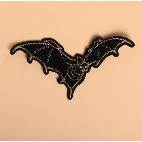 Bat Toothbrush Embroidery Patches Logo Iron on Patch for Punk Clothes Rhinestone DIY Animal Adhesive Tape on The Back Appliqued