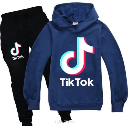 Tik Tok Childrens spring autumn hoodie pant set fashion print cotton boy long-sleeved suit girl sport clothes sets