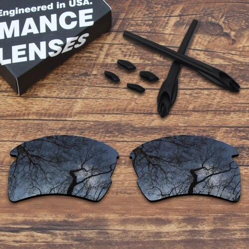 ToughAsNails Resist Seawater Corrosion Black Polarized Replacement Lenses and Black Ear Socks & Nose Pads for Oakley Flak 2.0 XL