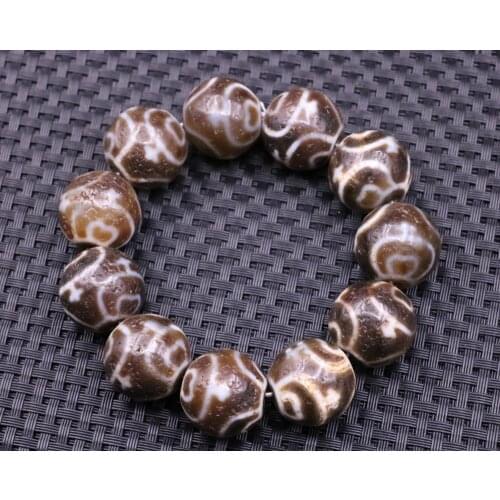 Magic Power Tibetan Agate Aquarius Treasure Bottle Round dZi Bead Big Stretchy Bracelet Amulet 18MM