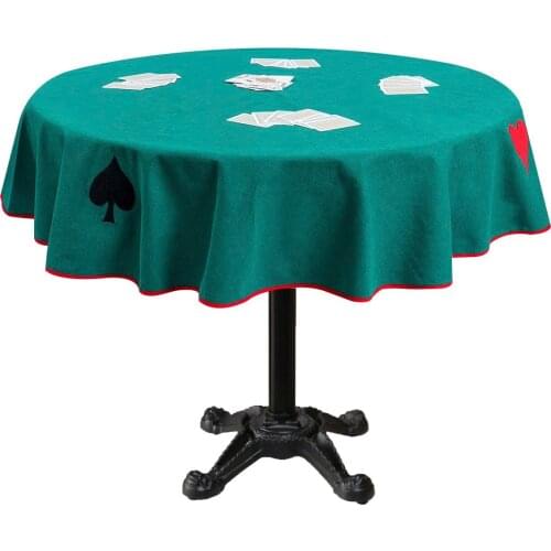 Embroidered Round Table Tablecloth Rummy Backgammon Card Game Playing Poker Chess Draughts Checkers Chesboard Tiles Play Set