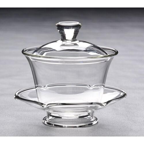 Japanese thickened heat-resistant handmade glass cover bowl green tea cup teacup Kungfu tureen transparency teaware set