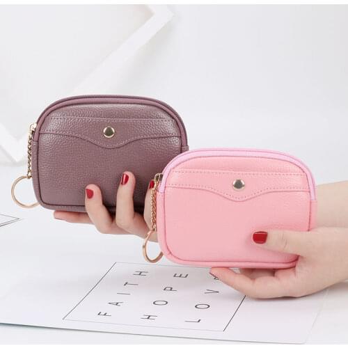 Women Mini Wallet Soft PU Leather Female Purse Card Holder Coin Short Wallets Small Purse Zipper Keychain Clutch Bag Handbag