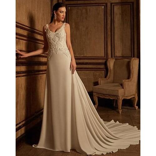 Vestidos De Novia Chiffon Beach Wedding Dress Sweetheart Neck Robe De Mariee Beading Pearls Elegant Abito Da Sposa Gelinlik