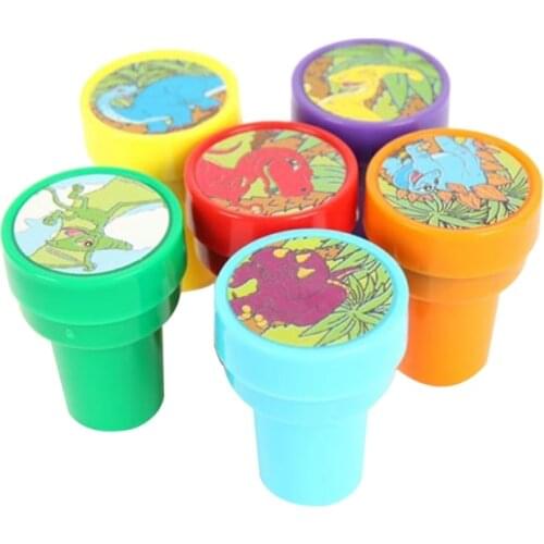 1Set Cartoon Dinosaur Stamper Art Craft Educational DIY Scrapbook Seal with Unfading Ink Drawing Classroom Reward Signet