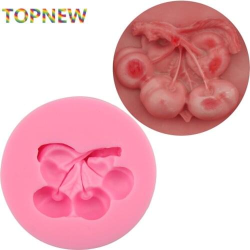 1PCS cherry shape chocolate candy jello 3D silicone mold cartoon figre/cake tools soap mold sugarcraft cake decoration 2231