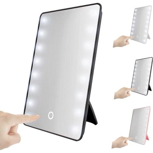 1pcs Makeup Mirror with16 LED Vanity Mirror with Touch Dimmer Switch Battery Powered Bracket for Desktop Bathroom Bedroom Travel
