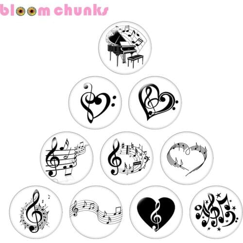 Music notes LOVE 10pcs mixed 12mm/18mm/20mm/25mm Round photo glass cabochon demo flat back Making findings A5903