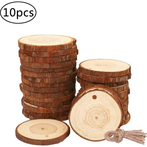 10pcs Christmas Wood Slices DIY Craft Decorations Wooden Disks Birthday Party Kids Table Cards Wedding Xmas Decoration Gifts Tag