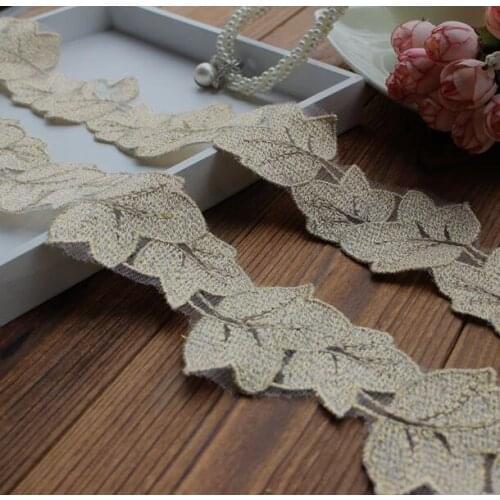 2 Meters 5.5cm Gold Embroidery Lace Trim Fabric Bow Hair DIY Garment Accessories