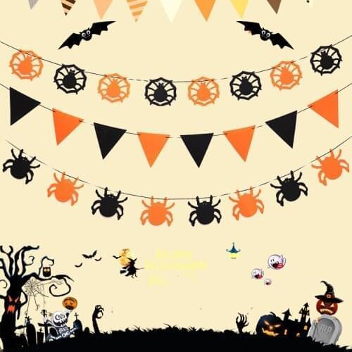 5pcs Halloween Day Venue KTV Bar Decoration Props Decoration Garland Letters Triangle Flag Pumpkin Ghost Flag