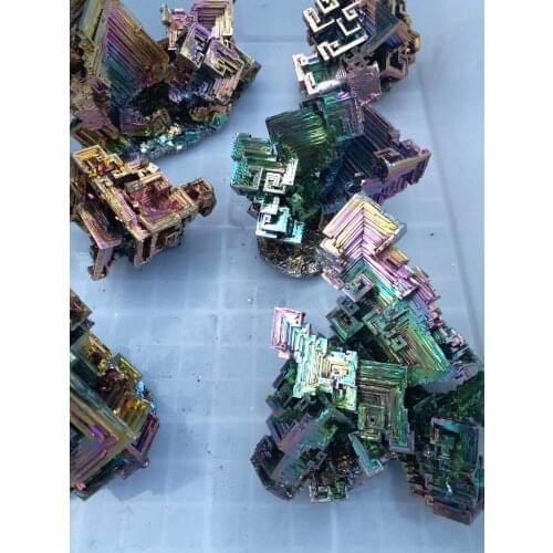 520g 5pcs Bismuth rainbow bright crystal Titanate Metal Mineral element Bi Mineral