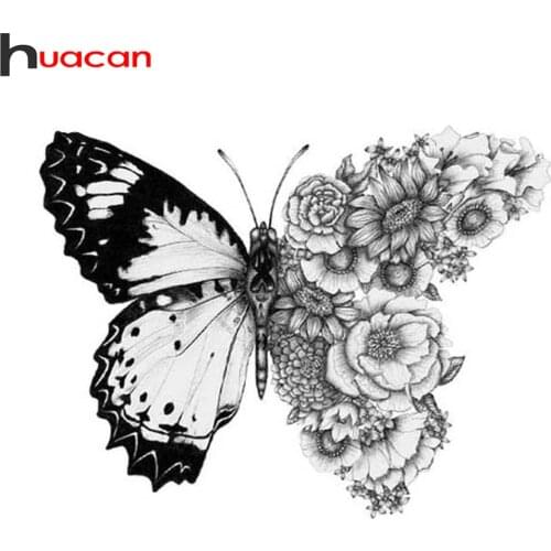 Huacan Full Drill Diamond Painting Butterfly 5d Diy Mosaic Animal Home Decoration Diamond Art