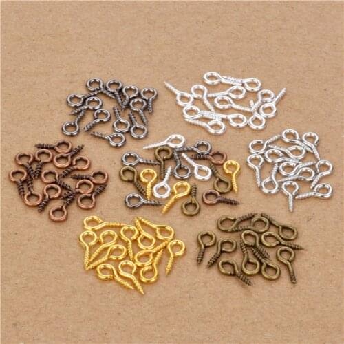 4x8mm 5x10mm 200Pcs Gold Silver Rhodium Bronze Gunblack Eye Pins Eyepins Hook Eyelet Screw Threaded Hook Jewelry Making Findings