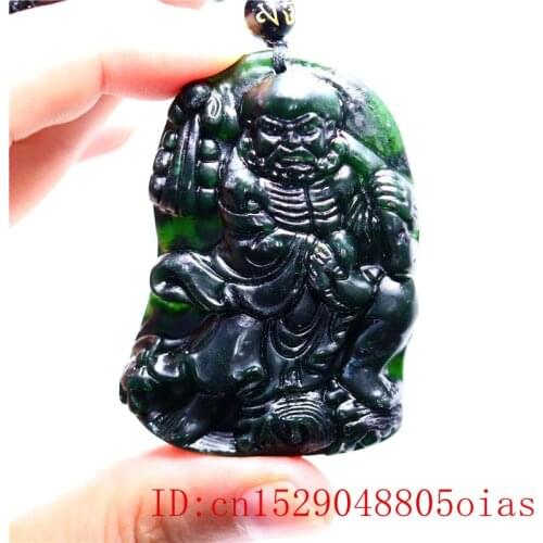 Black Green Jade Lohan Pendant Necklace Charm Chinese Carved Amulet Jewellery Fashion Natural Gifts