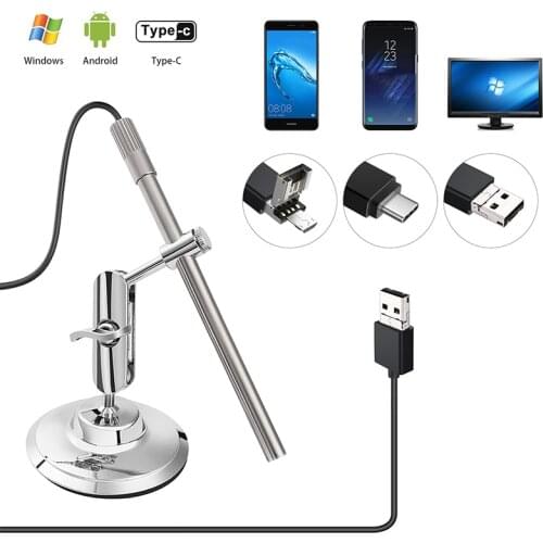 3 In 1 Digital Microscope 1080P USB Endoscope Camera 8 Leds IP67 1.0 mp 200X magnification Stand Magnifier Windows Android MAC