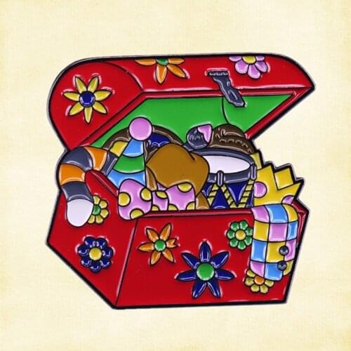 Tickle Trunk Ernie Coombs dress up box enamel pin find any magical item with this designed brooch bag jacket decor